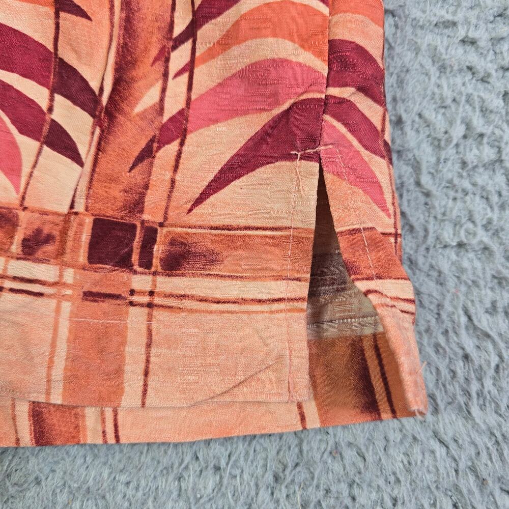 Tommy Bahama Hawaiian Silk Button Shirt Men's Large Orange Floral Tropical Palm - Picture 3 of 8